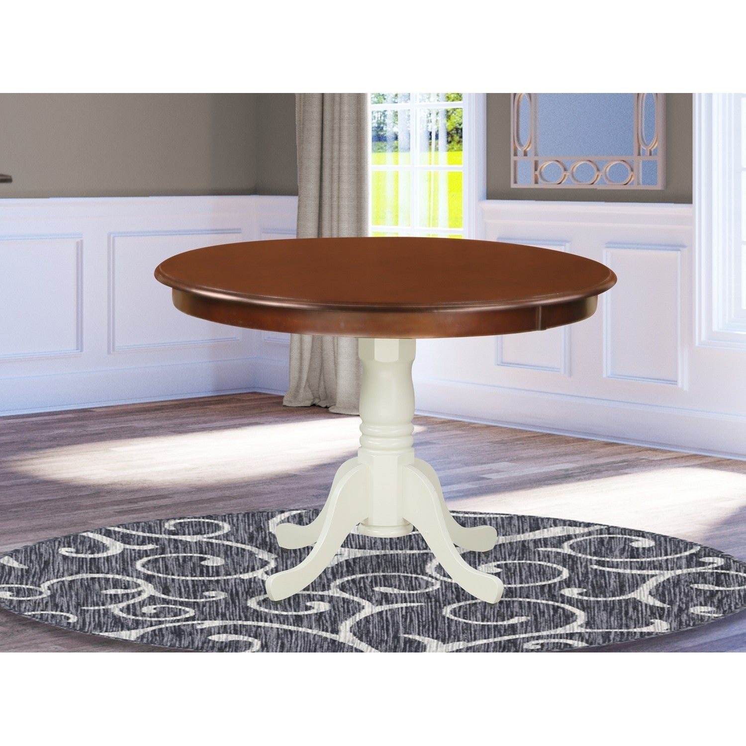 East West Furniture HLT-MLW-TP Hartland Dining Room Table - a Round kitchen Table Top with Pedestal Base