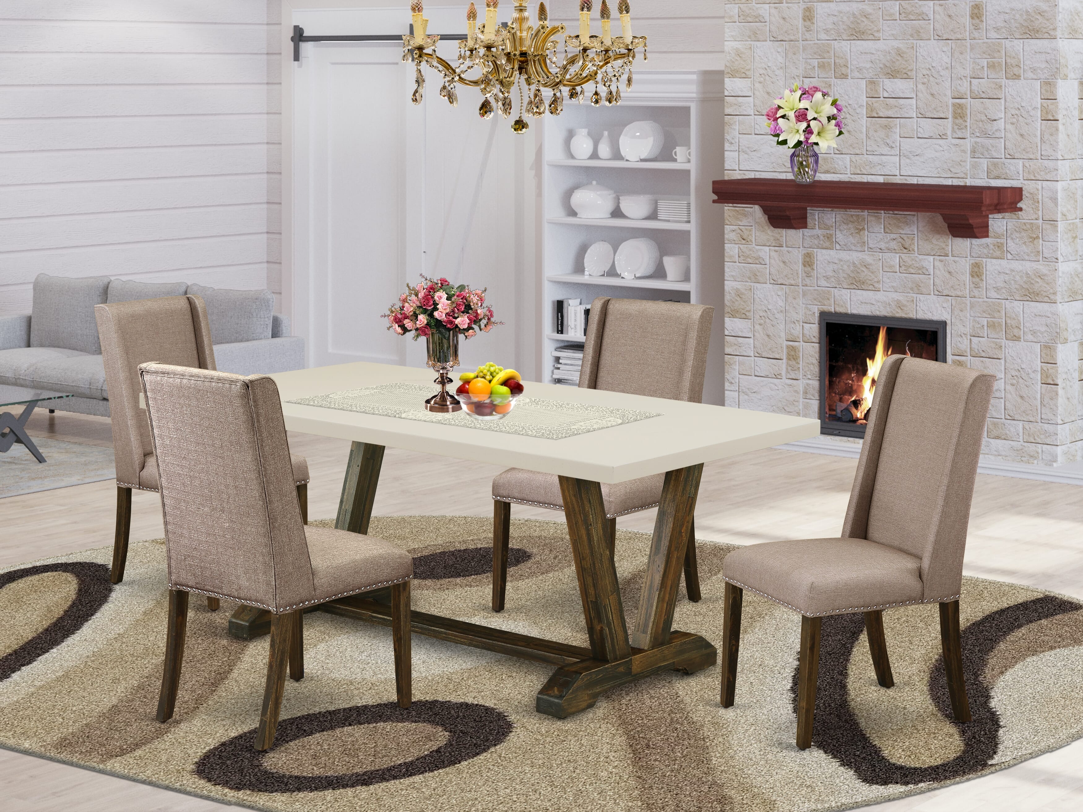 East West Furniture Celina Rectangular Wood Dining Table in Jacobean Brown