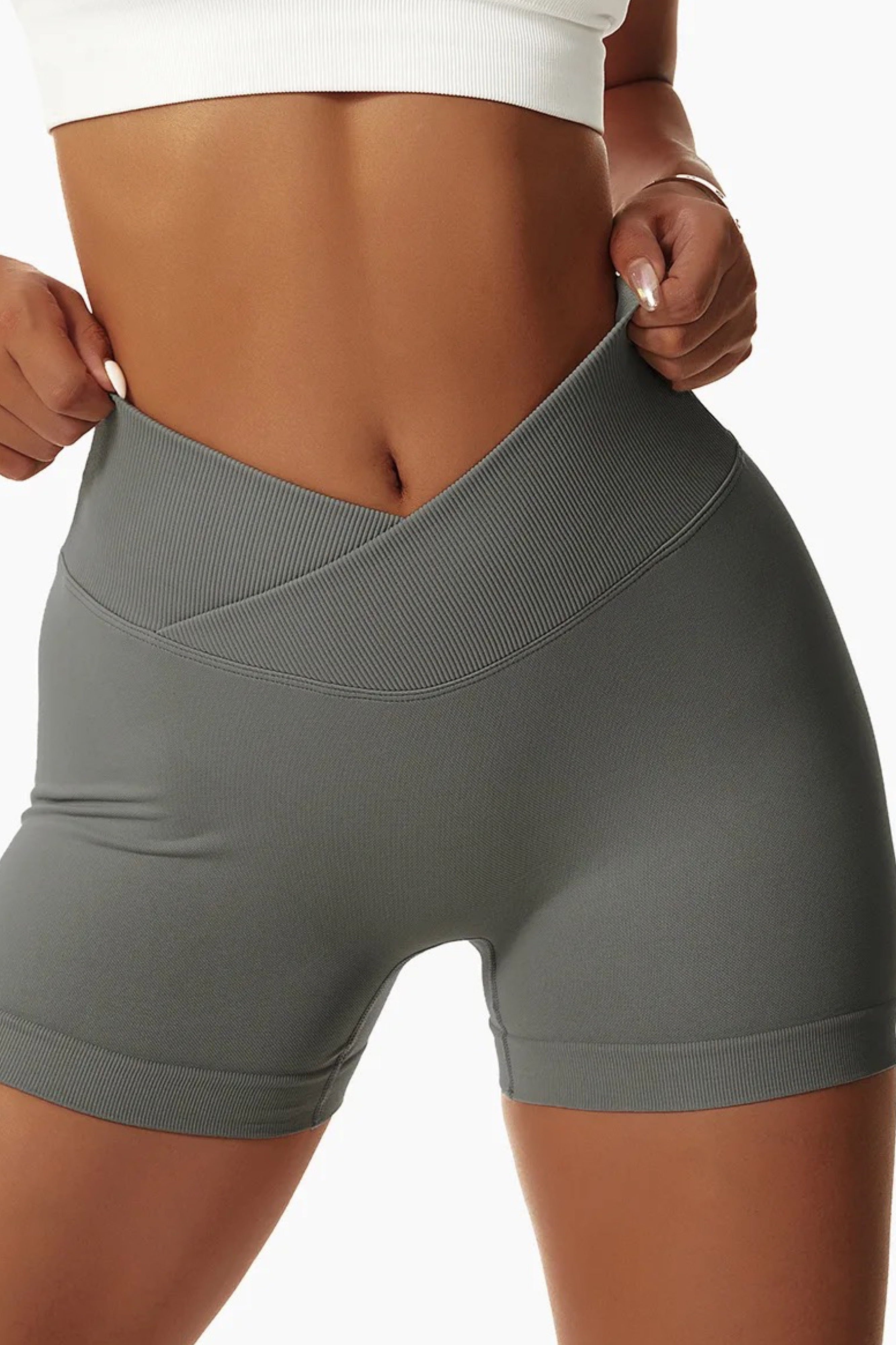 ZenCurve High-Waisted Scrunch Shorts DimGrey - Small / DimGrey