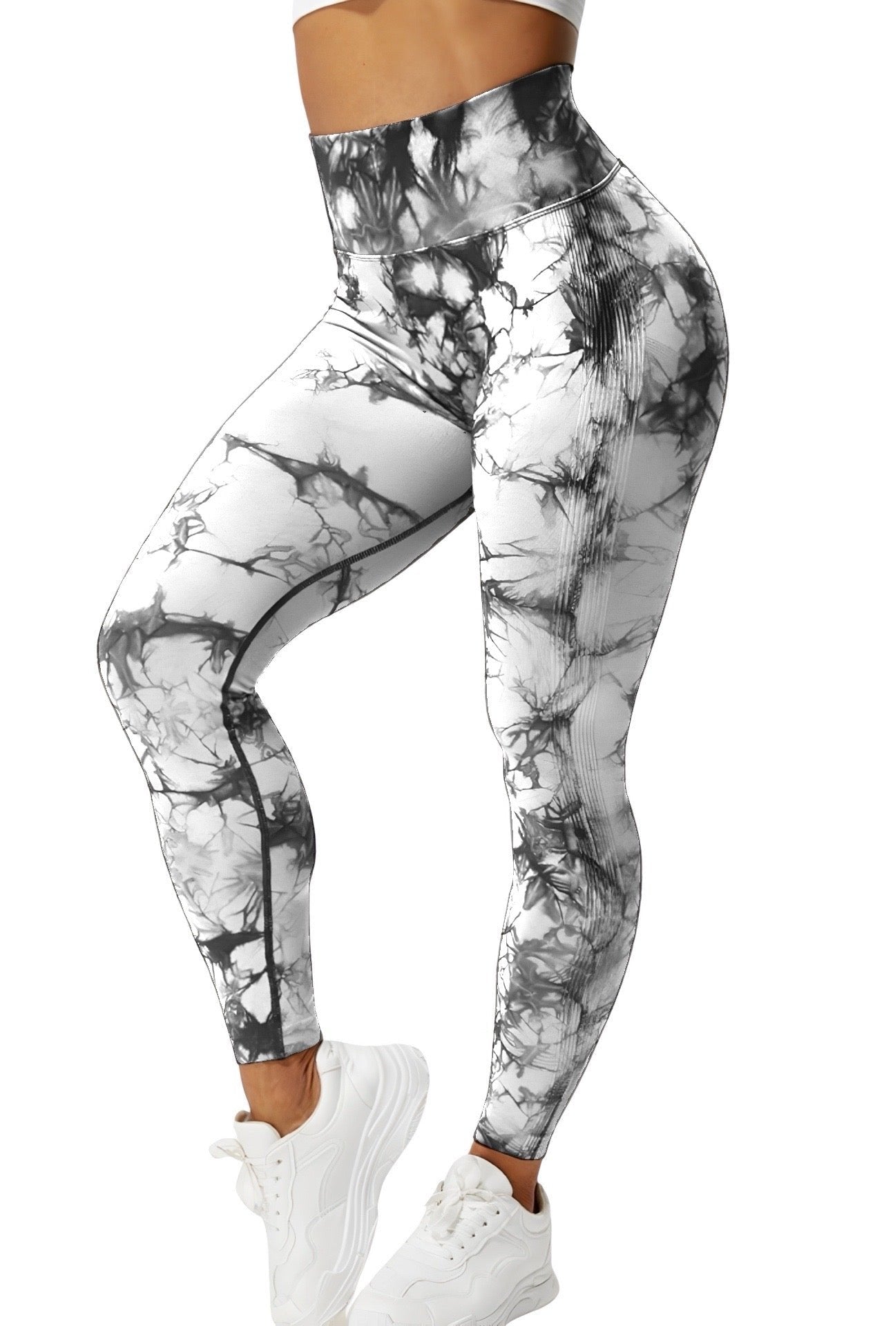 Billede af Tie Dye Scrunch Leggings White - Small / White