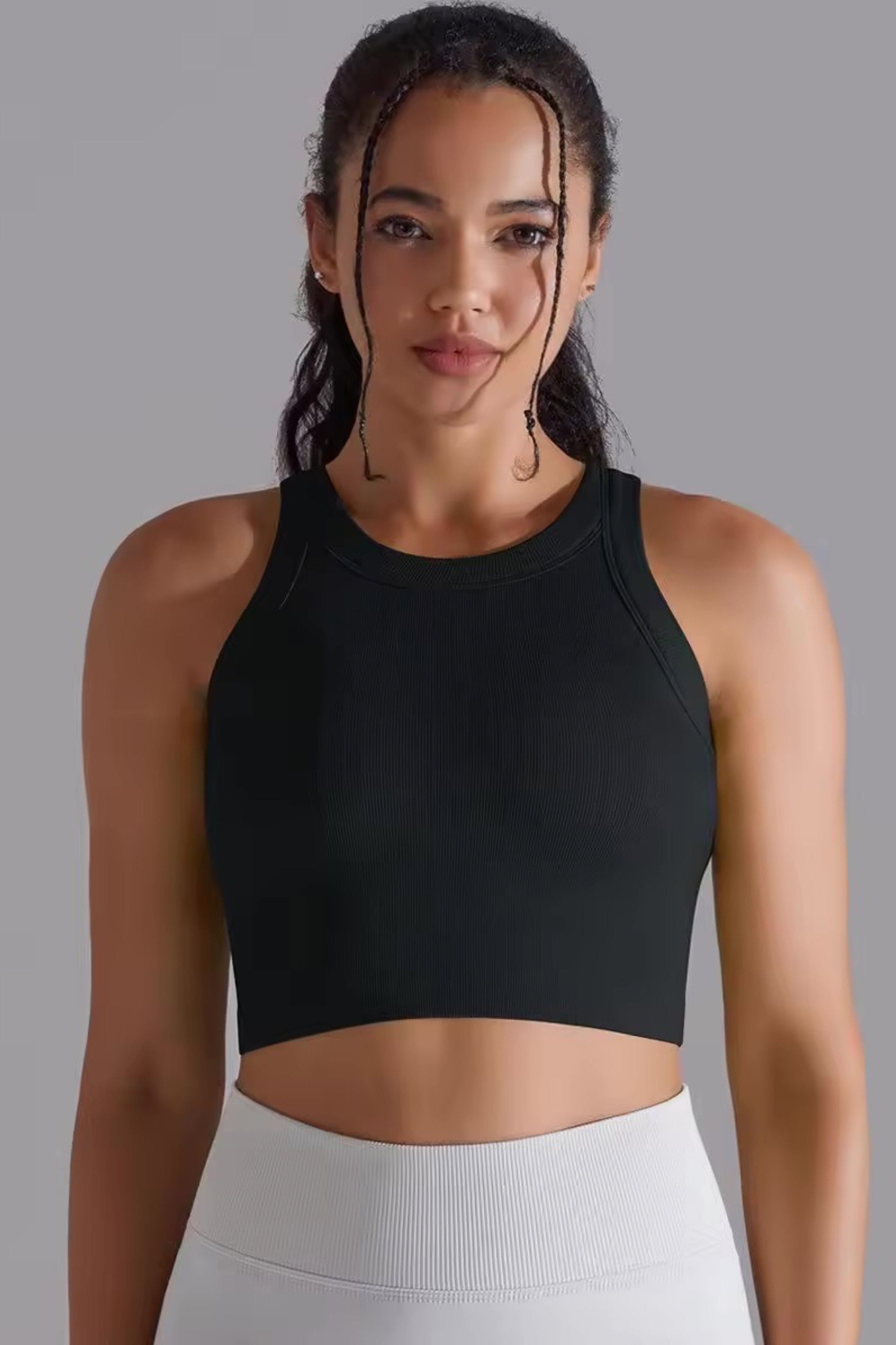 Billede af Croptop / bh ribbed Black - X-small-Small / Black