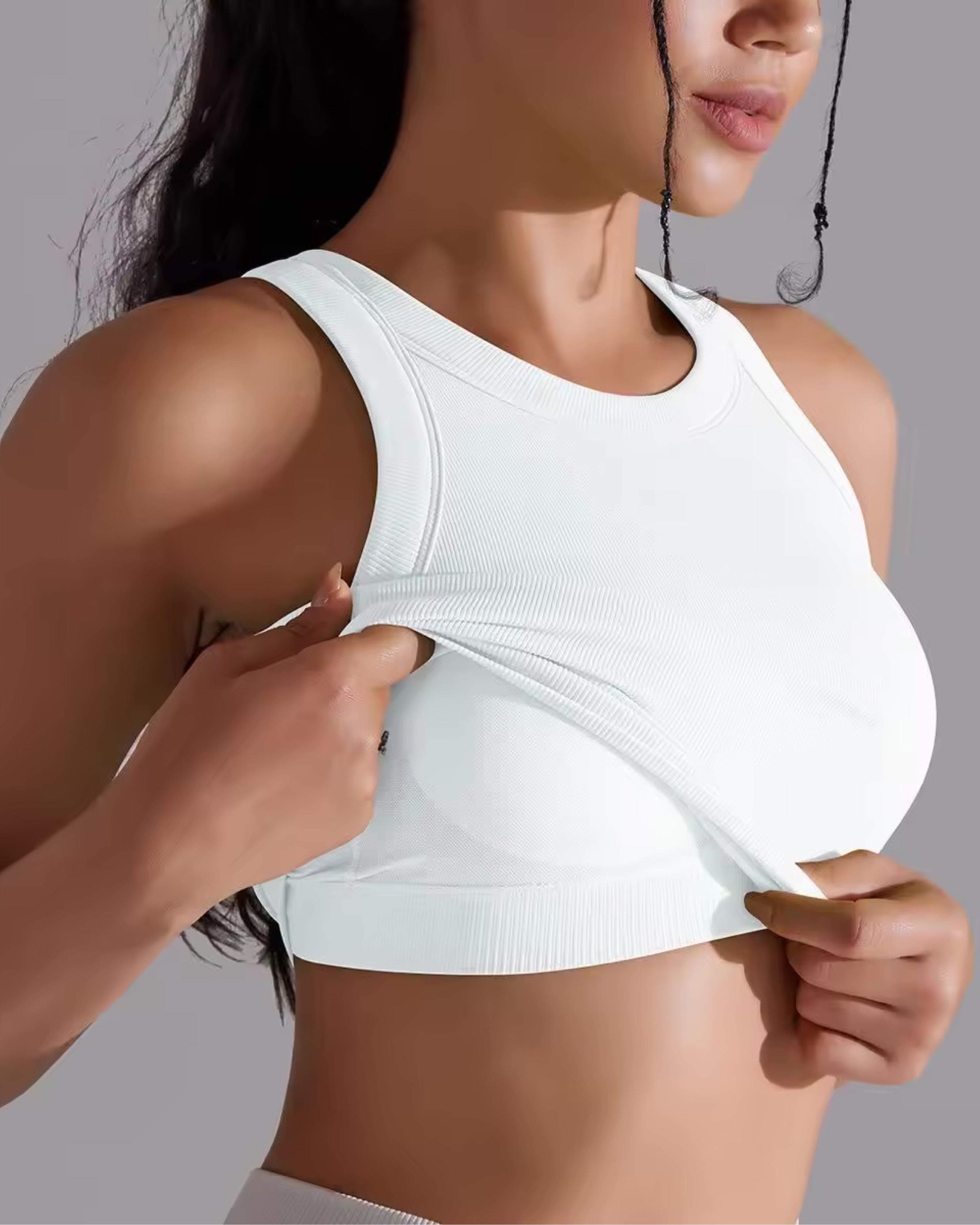 Billede af Croptop / bh ribbed White - X-small-Small / White