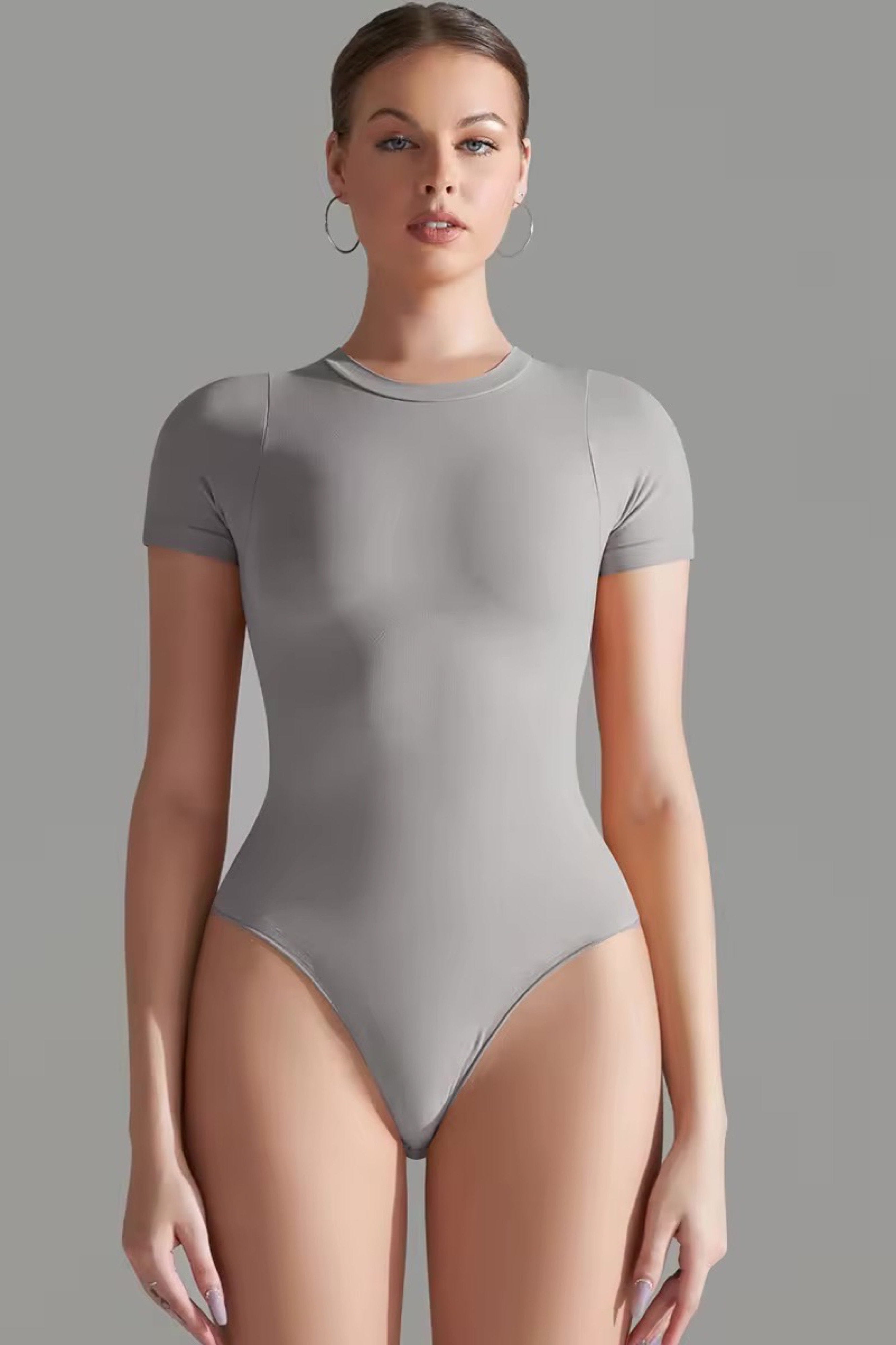 Bodysuit med kort ærme one-piece Lightgrey - Small / Lightgrey