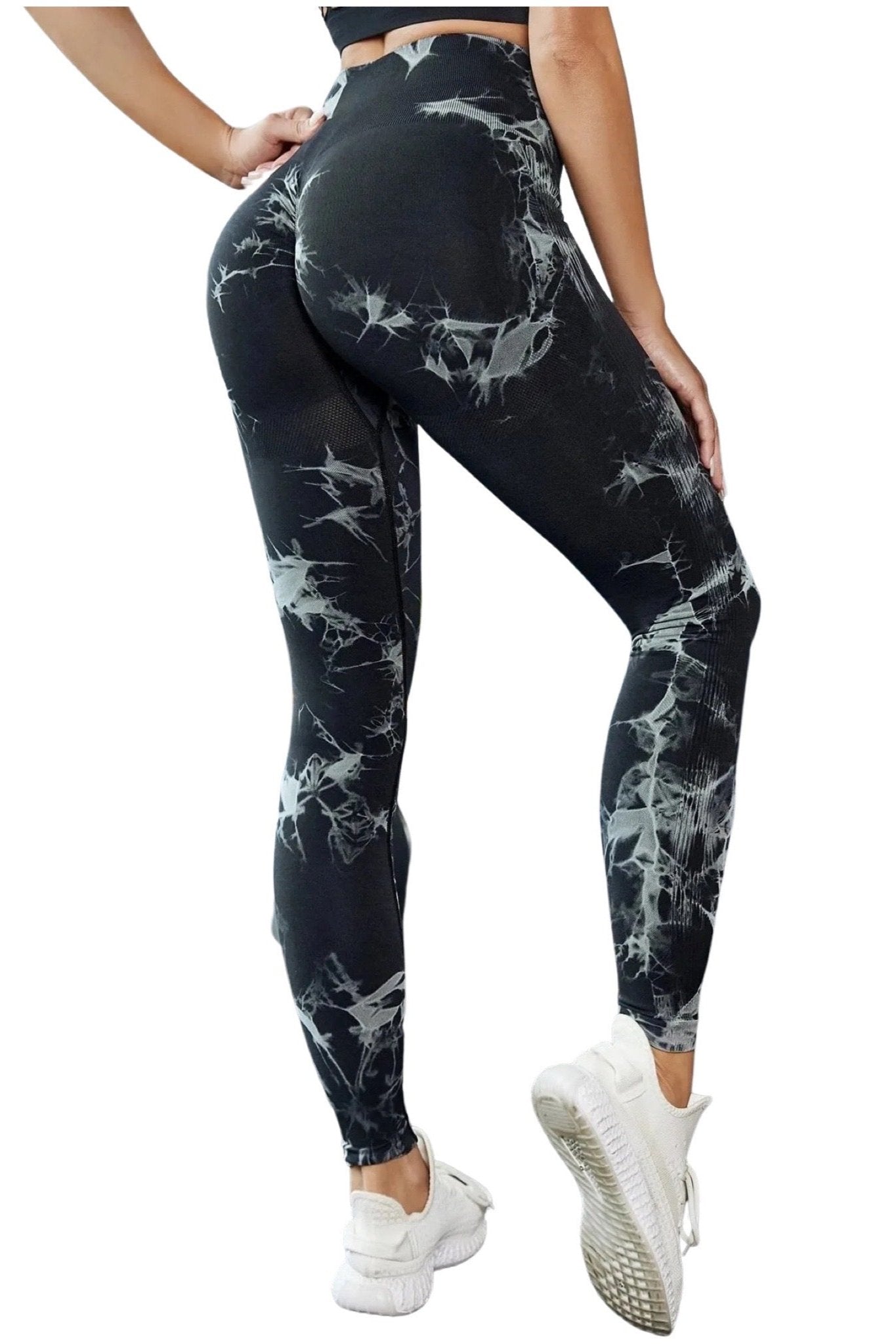 Tie Dye Scrunch Leggings Black - Small / Black