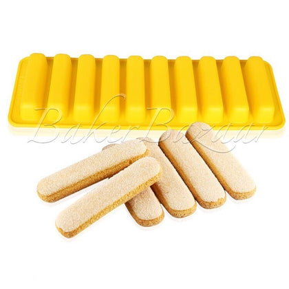 Silicone Mould Finger Biscuit, Kitkat Shape 10 Cavity - Chocolate Fondant Clay Marzipan Mould