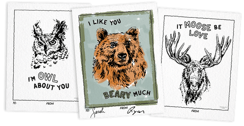 Alpinecho Punny American Wildlife Valentines Cards Free Printable Print at Home Animals DIY Make Be Mine Outdoorsy Wild Kids Coloring Page