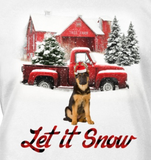 Let It Snow German Shepherd Christmas 3D T-shirt | Size S - 5XL
