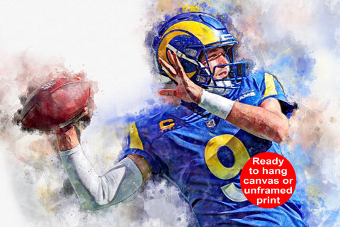 Matt Stafford watercolor, Los Angeles Rams wall art, LA Rams Matt Staf –  Capital Canvas Prints