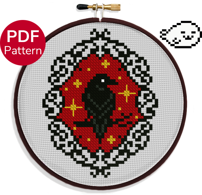 Gothic Raven Ornament Cross Stitch Pattern Harp Seal Crafts