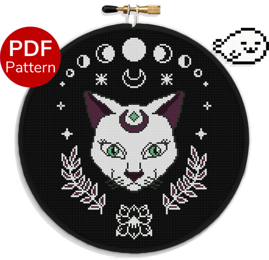 Cute Gray Cat Cross Stitch Pattern Download PDF Animal Cross