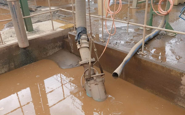 Submersible pump submerged in an application