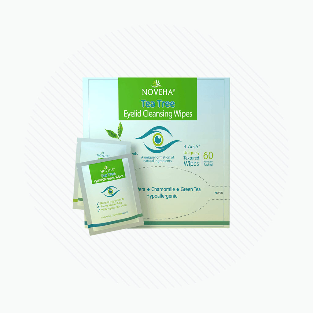 Noveha Tea Tree Oil Eyelid And Lash Wipes With Ha Green Tea And Chamomi