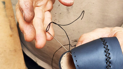 hand stitching leather shoes