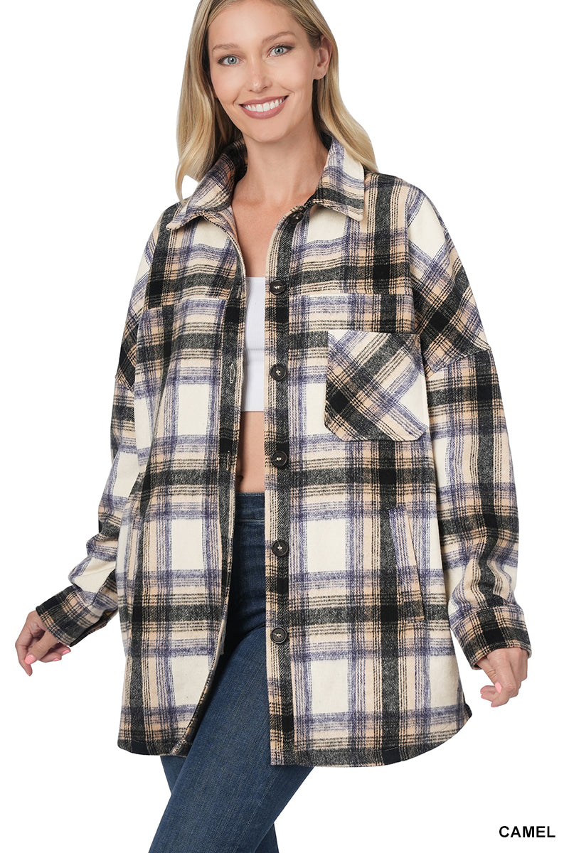 OVERSIZED PLAID LONGLINE SHACKET - annvafashion