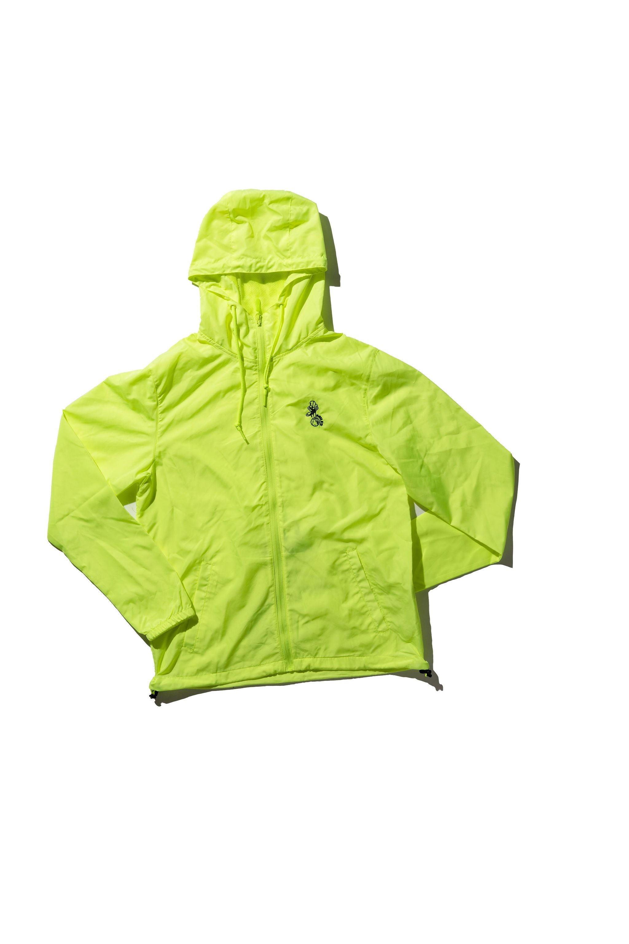 100 Miles Original Logo Safety Green Full Zip Windbreaker – 100 Miles Brand