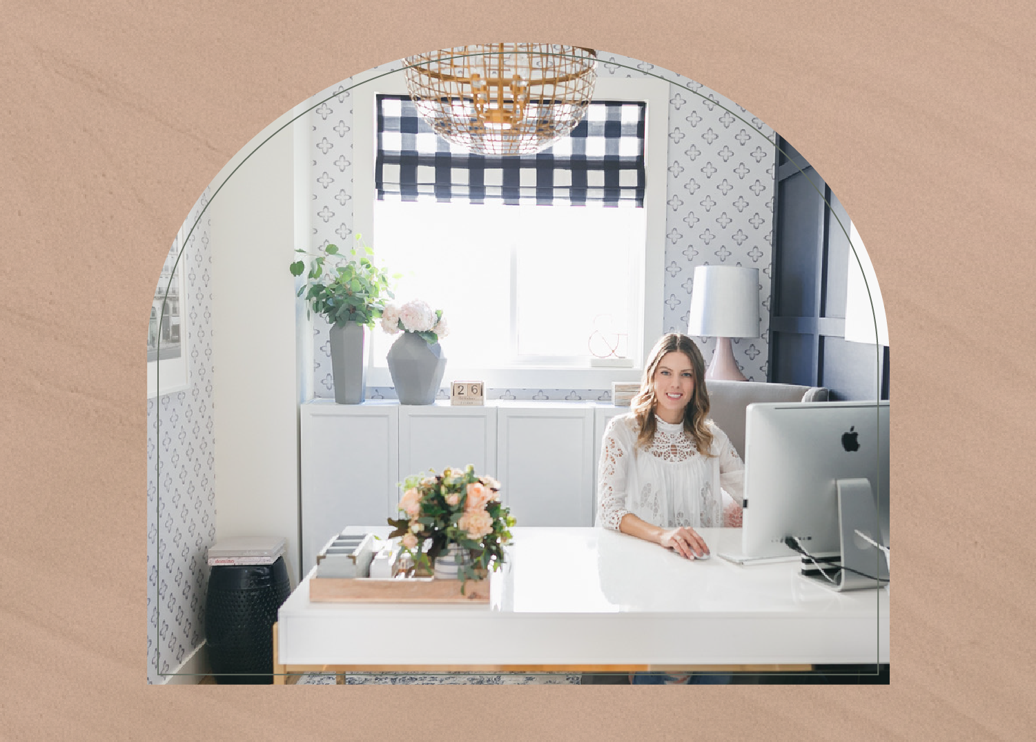 Patterned mural in the office space