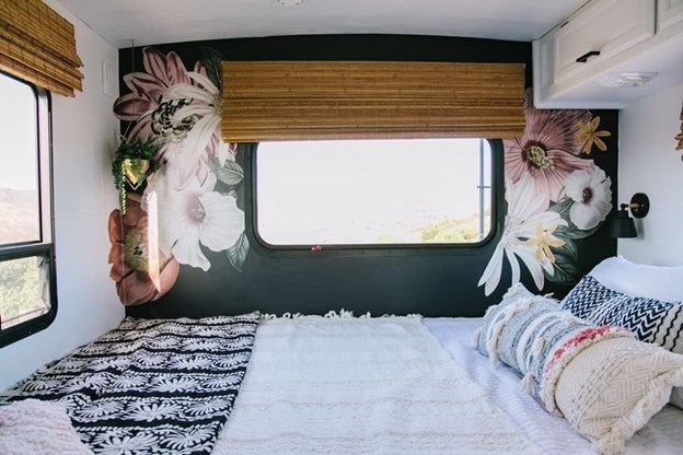 A trailer with Eden Floral wall decals