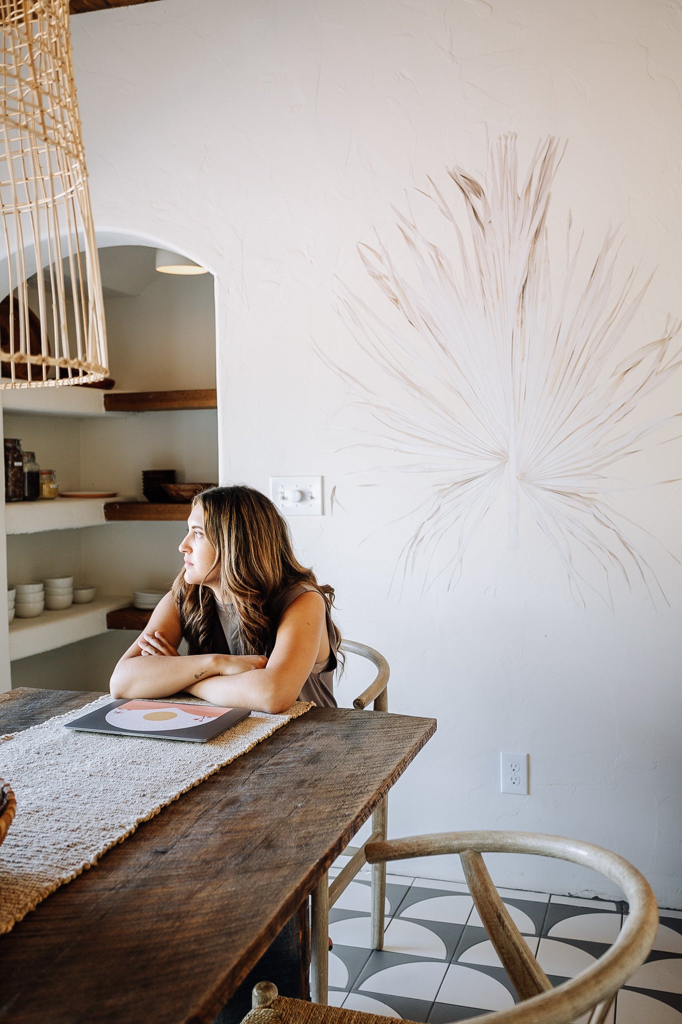 Dried Fan Palm Leaf Wall Decal