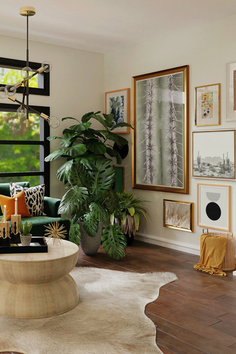 gallery wall with boho desert prints