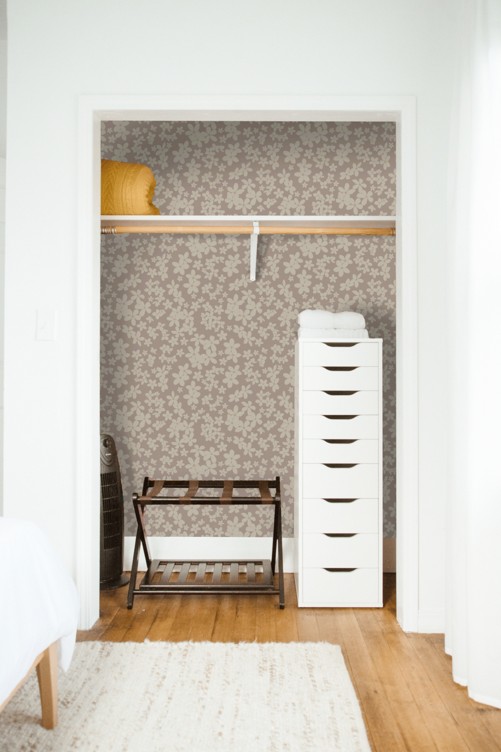 Floral Wallpaper in Closet Makeover
