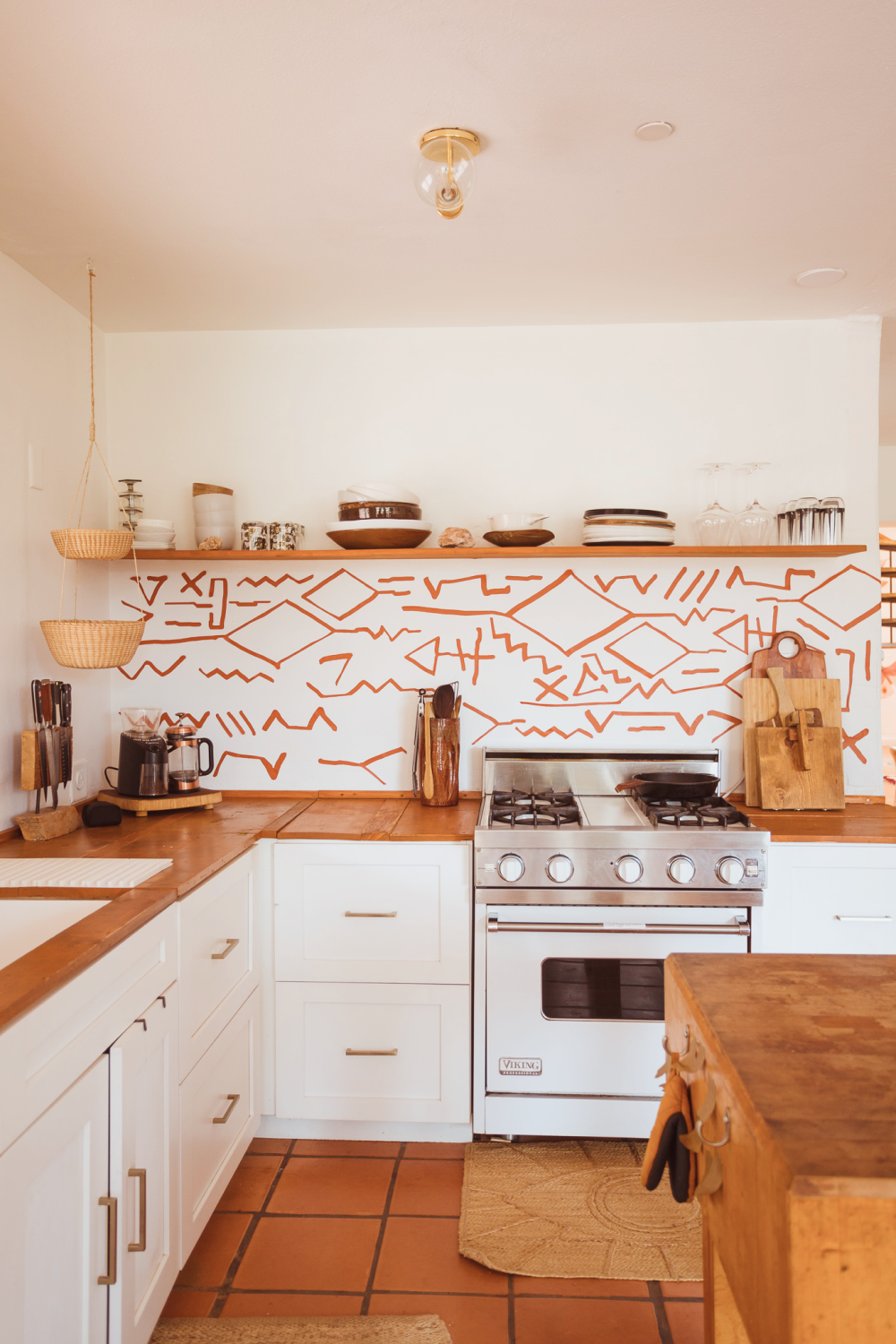 kitchen decorated with removable southwest line wall decals