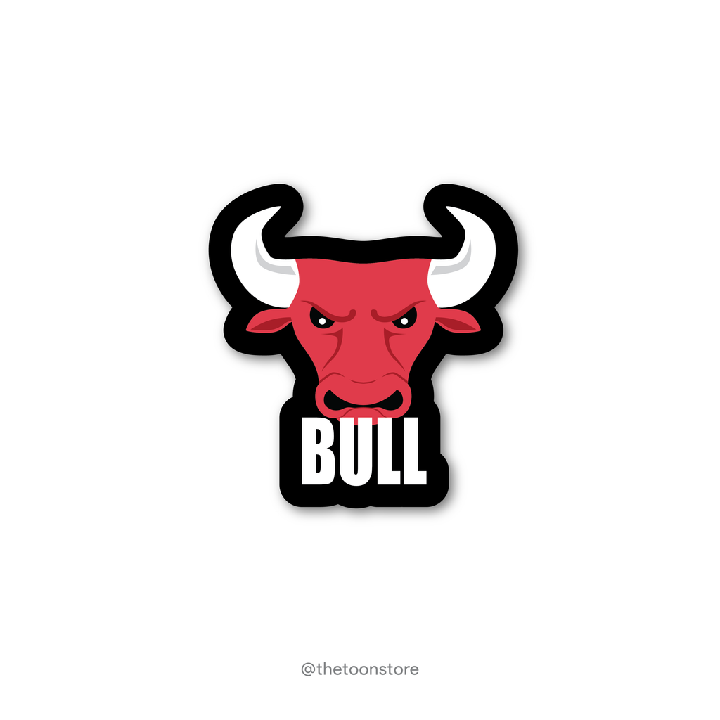 Bull in red - Stock Market Collection Sticker | The Toon Store