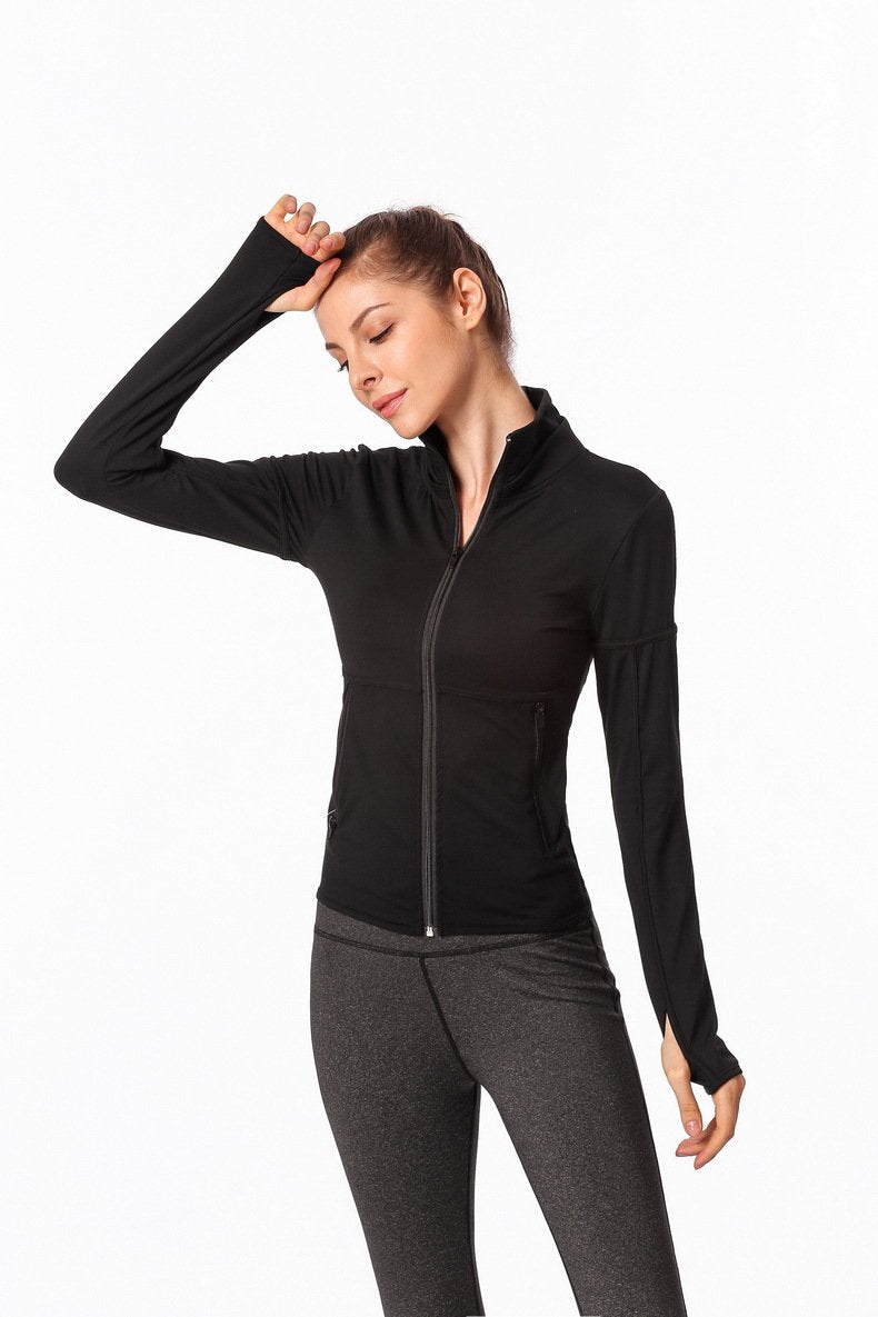 Chicvane Fashion Women Seamless Full Zip Running Yoga Jacket With Pock ...