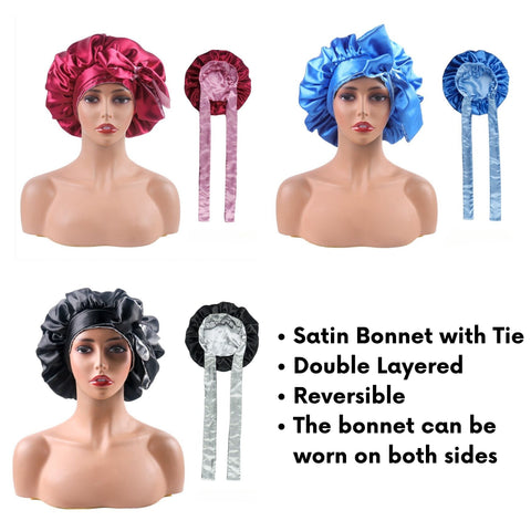 Reversible- Double Layered Bonnets with Tie