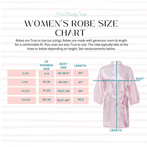 women's satin robe size chart