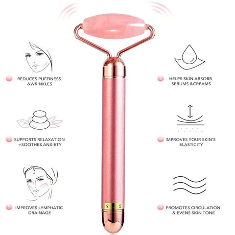 2 in 1 Electric Rose quartz Roller & Vibrating face & eye Massager