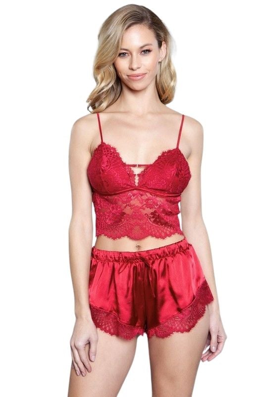 Too hot to handle Red Silky Satin Lace Lingerie Slip Dress - HerBeautySuite