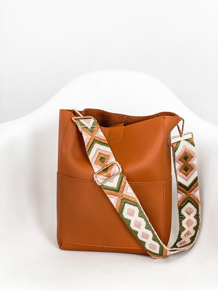 Courtney Crossbody ((tan + turquoise boho strap)) – Flower Wild