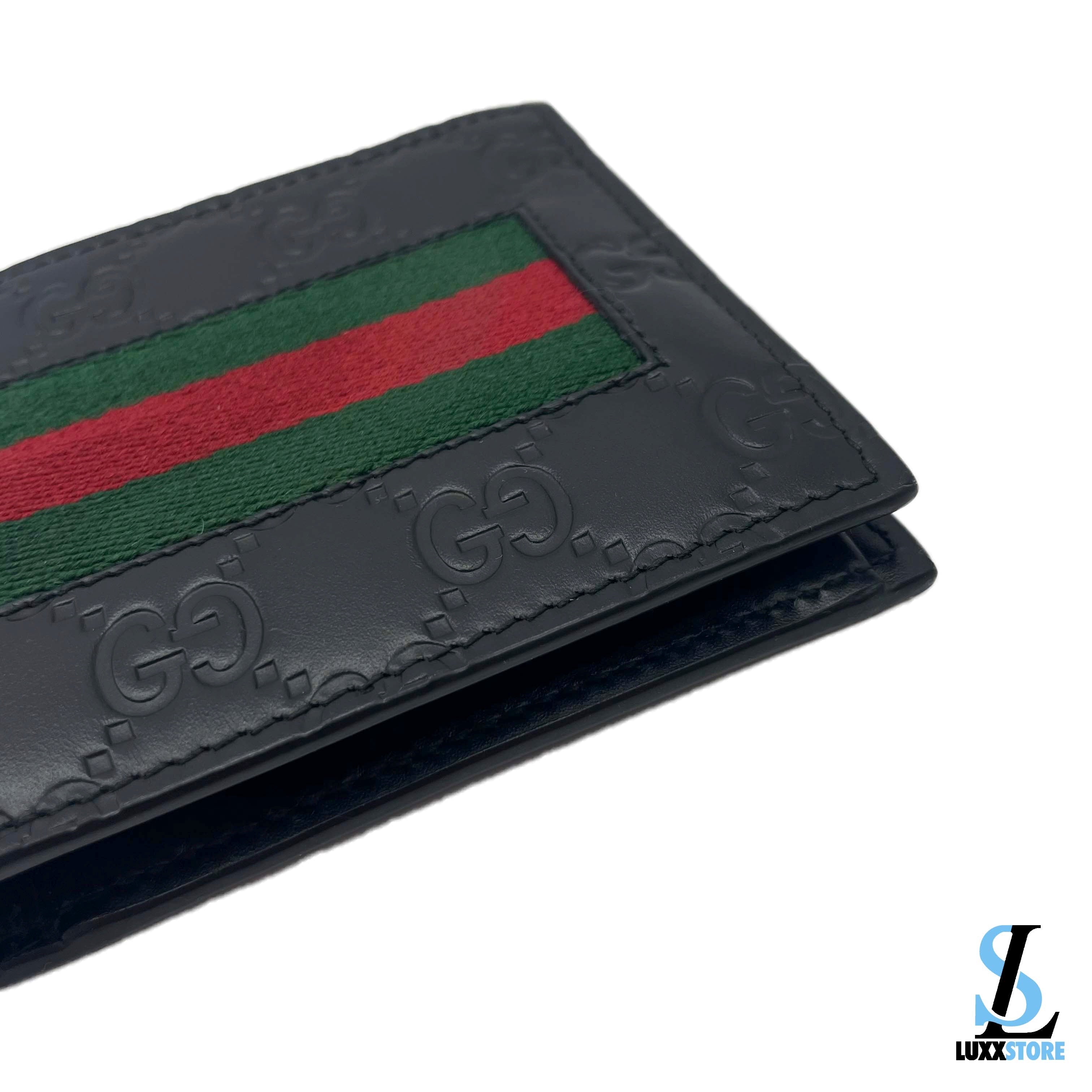 Web Stripe Embossed Leather Wallet