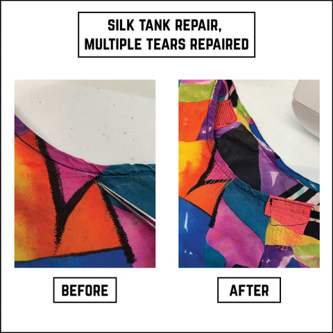 silk tank visible mend before and after