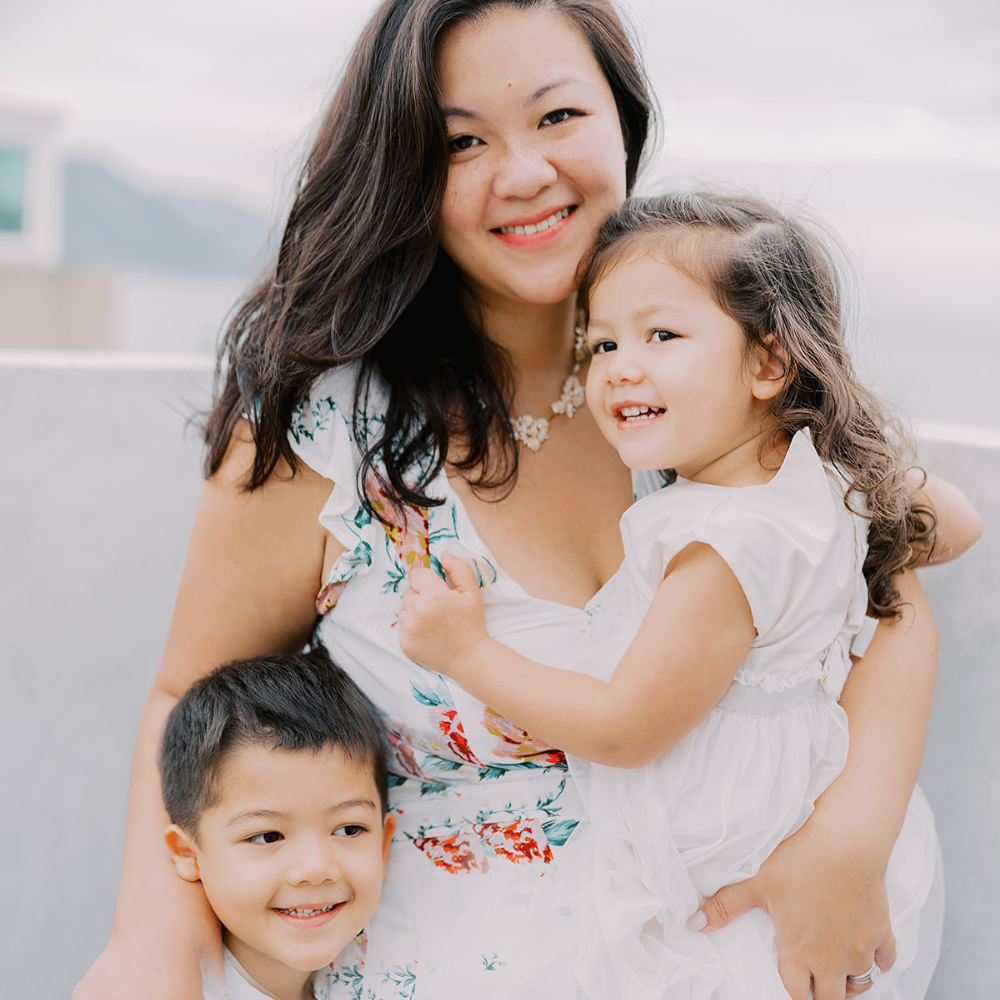 Victoria Chuard, Just Peachy Founder and CEO with her 2 kids