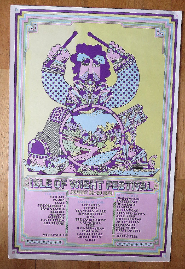 Iconic Original 1970 'Psychedelic Drummer' ISLE OF WIGHT FESTIVAL Post –  ECLECTICA COWES