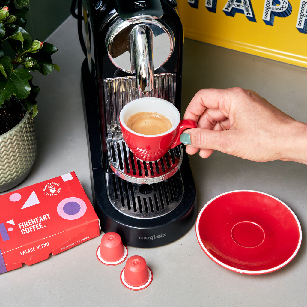 Compostable pods compatible with a Nespresso machine