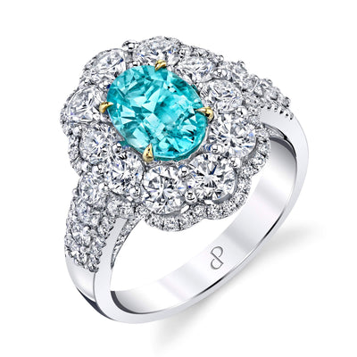 Master of the Art - Platinum Natural Paraiba Tourmaline Ring