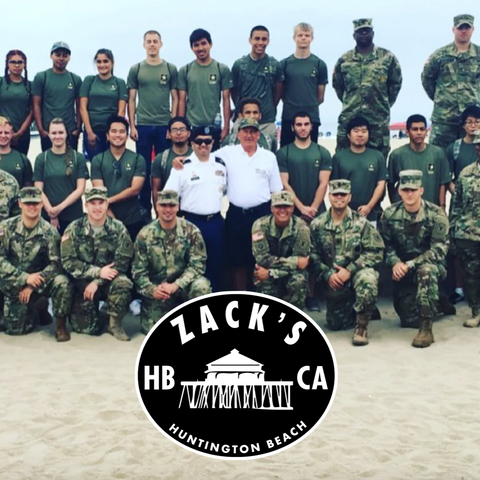 Mike Ali, owner, and Veterans at Zacks by the Beach, Huntington Beach, California