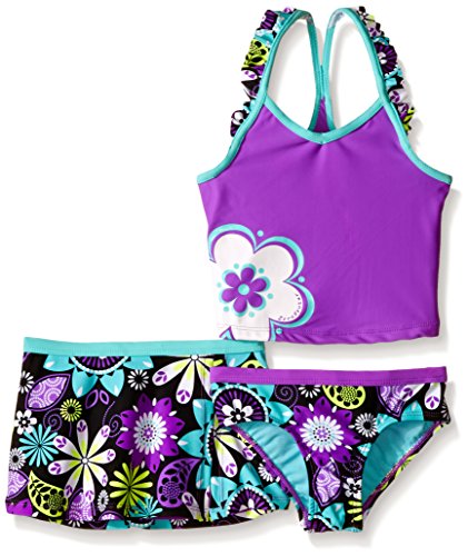ZeroXposur Big Girls 3-pc Striped Floral Halterkini Swimsuit & Shorts — Doc  & Lill