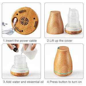 Air Home Humidifier Wood Grain Colorful Ultrasonic Aroma Diffuser 120ml Aroma Diffuser