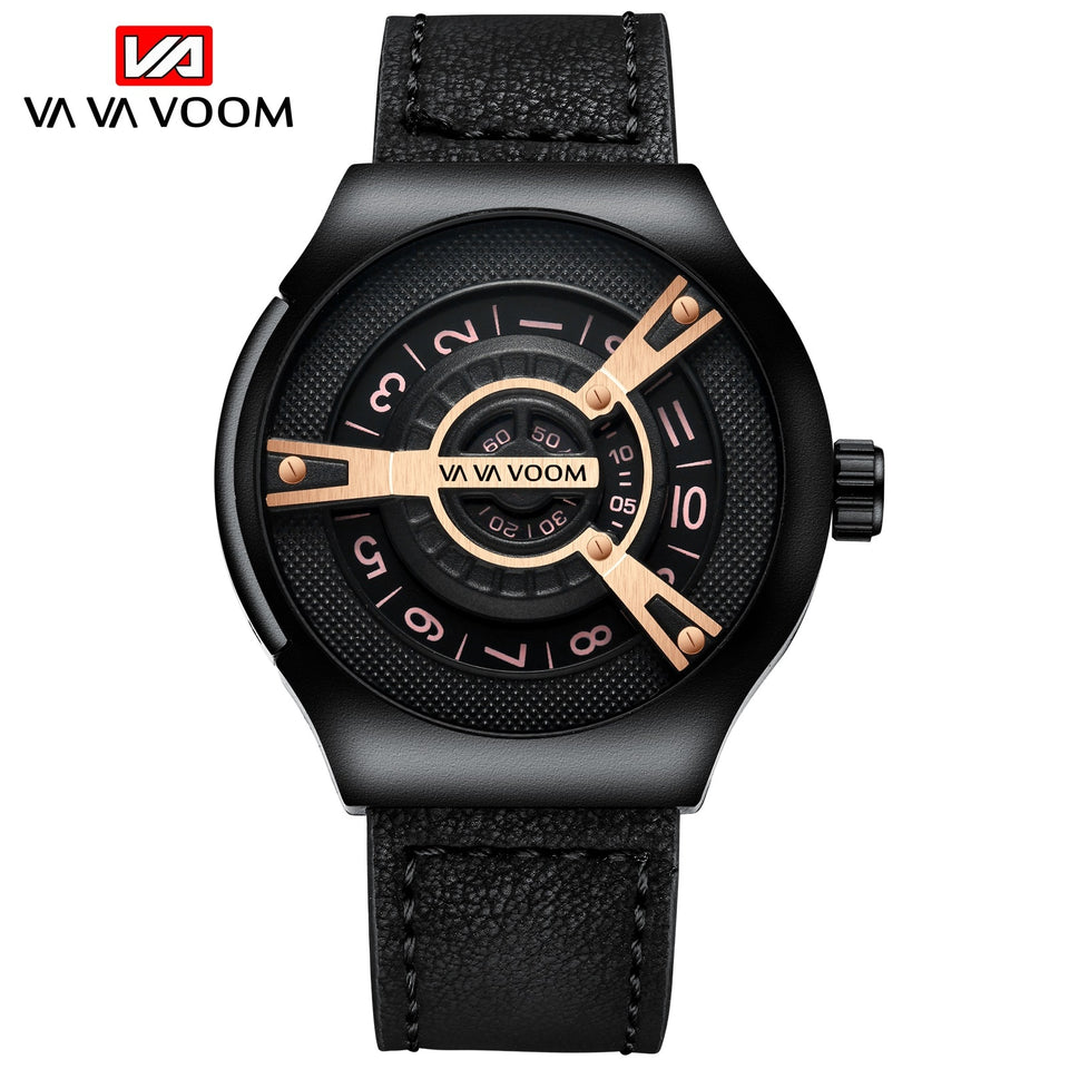VAVA VOOM Brand VA-275 Creative Big Watch Men Fashions Sports Watches Men's Wrist Watch Men Luxury Casual Men Watch Leather Male Clock
