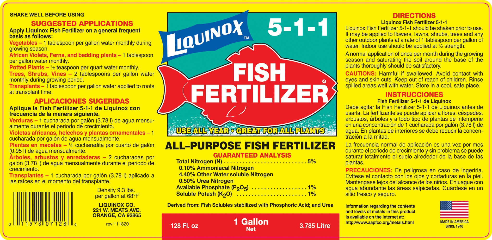 Fish Fertilizer Label