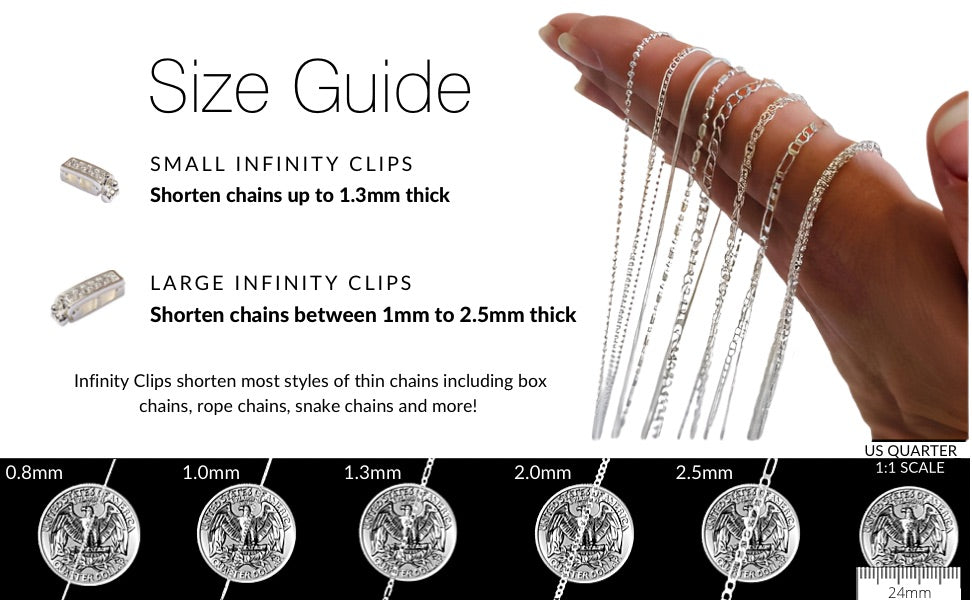 Infinity Clips Necklace Chain Shortening Size Guide – Infinity Clips®