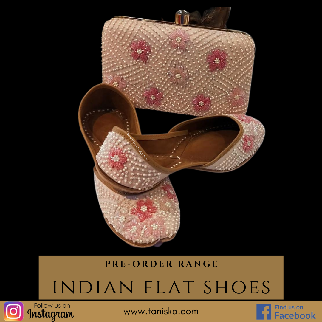 Punjabi Jutti & Matching Clutch Bag (Indian Flat Sandles, Khusa) - on Pre-Order Only