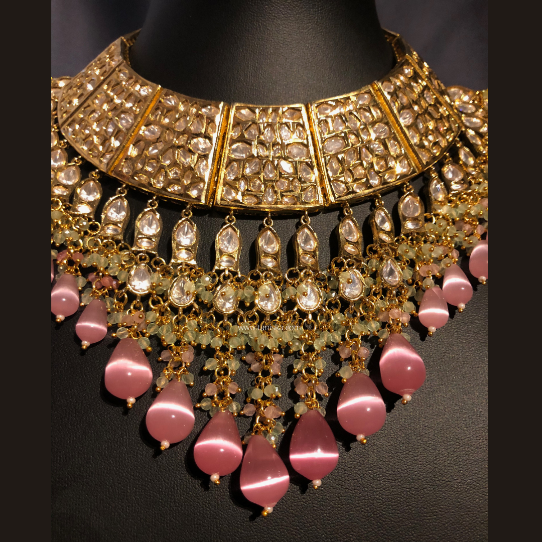 HEER Designer Baby Pink Kundan Necklace Set