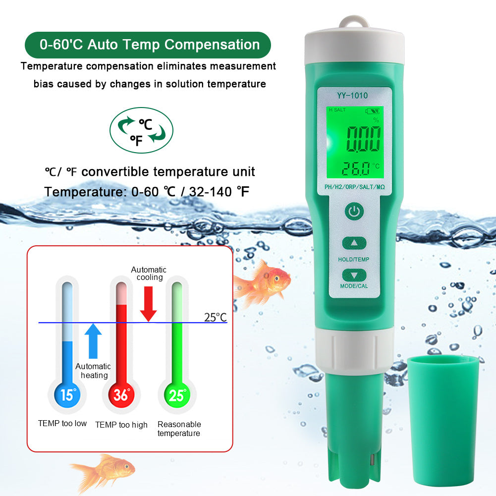  CHICIRIS Probador de agua 10 en 1, medidor digital de calidad  de agua 10 en 1, multifuncional, rica en hidrógeno, resistencia a la  temperatura, IP67, impermeable para piscina : Hogar y Cocina