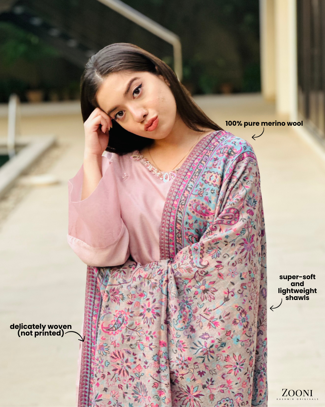 soft and lightweight kani shawls worn by arisha razi