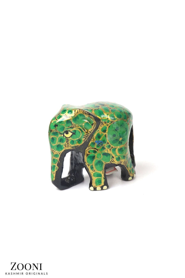 Handmade Papier Mache Elephant (Small) - Green Floral ...