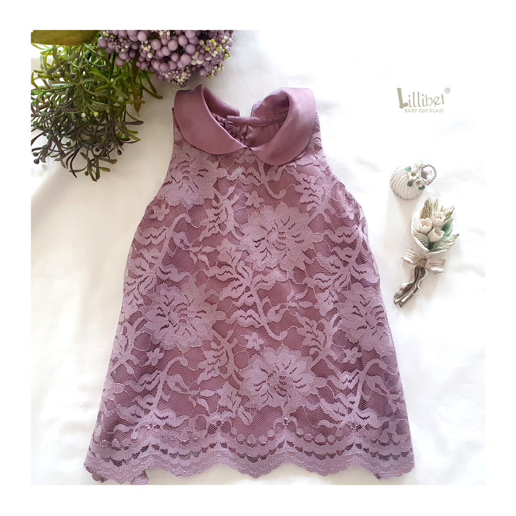 Mauve Scalloped Lace Dress with Grape Crochet Lace – Lillibet.babygotclass